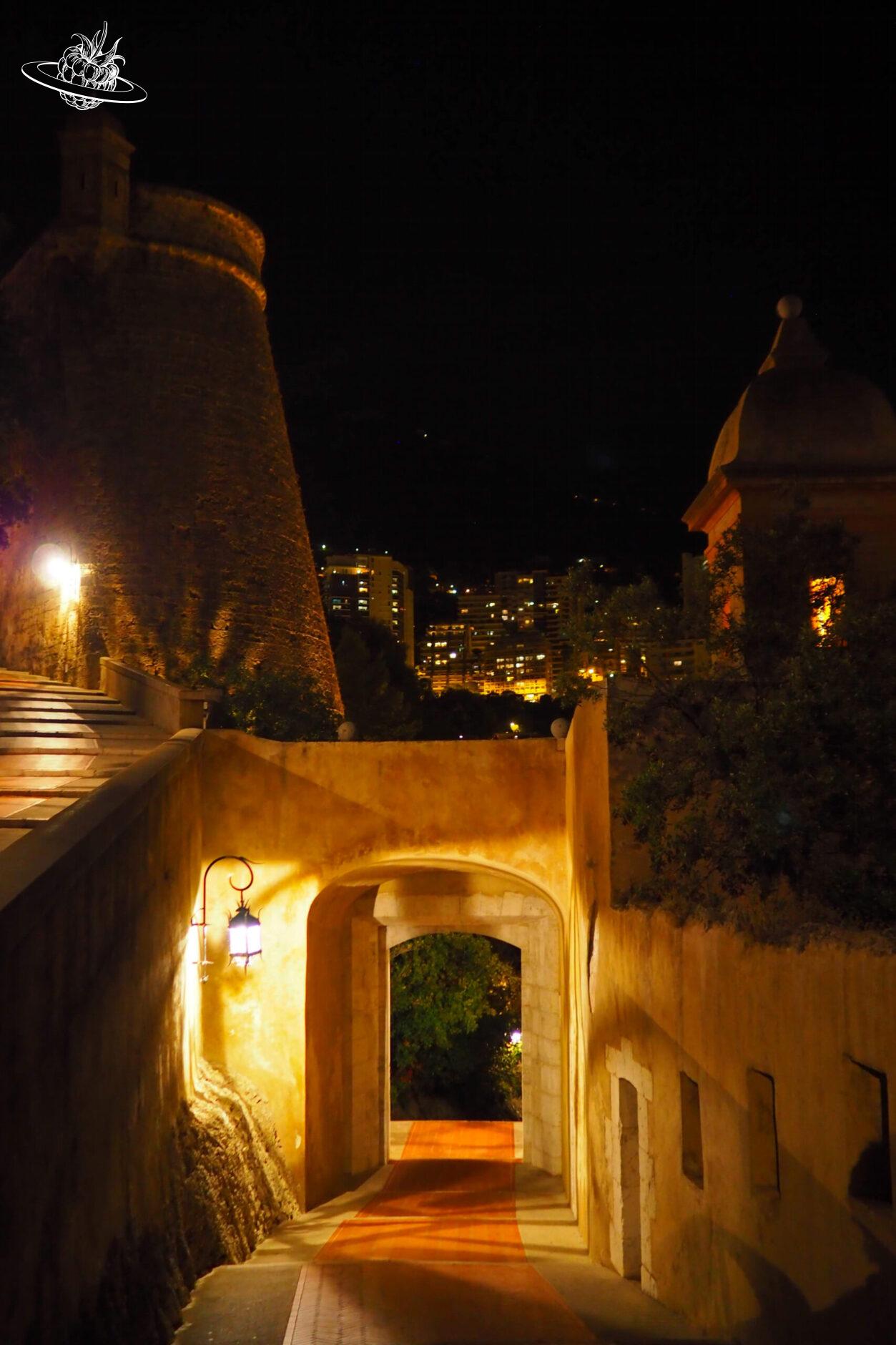 Tor in Monaco-Ville bei Nacht
