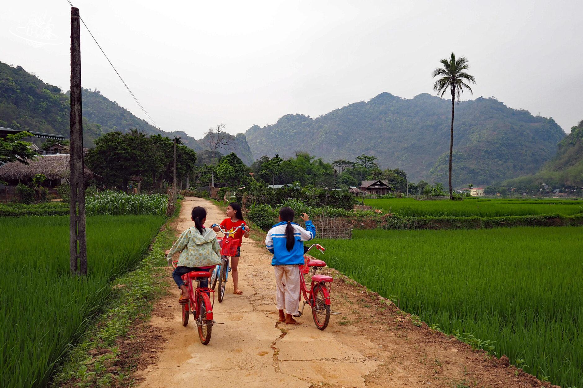 Vietnam Kinder mit Velo unterwegs