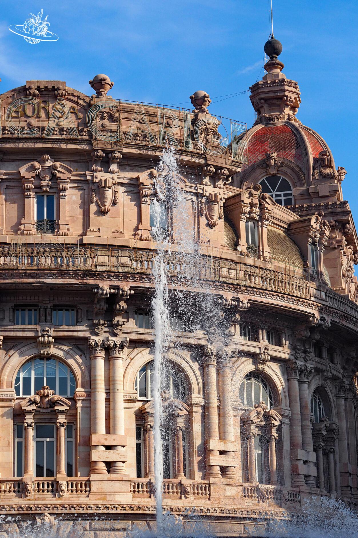 Springbrunnen vor historischem Gebäude