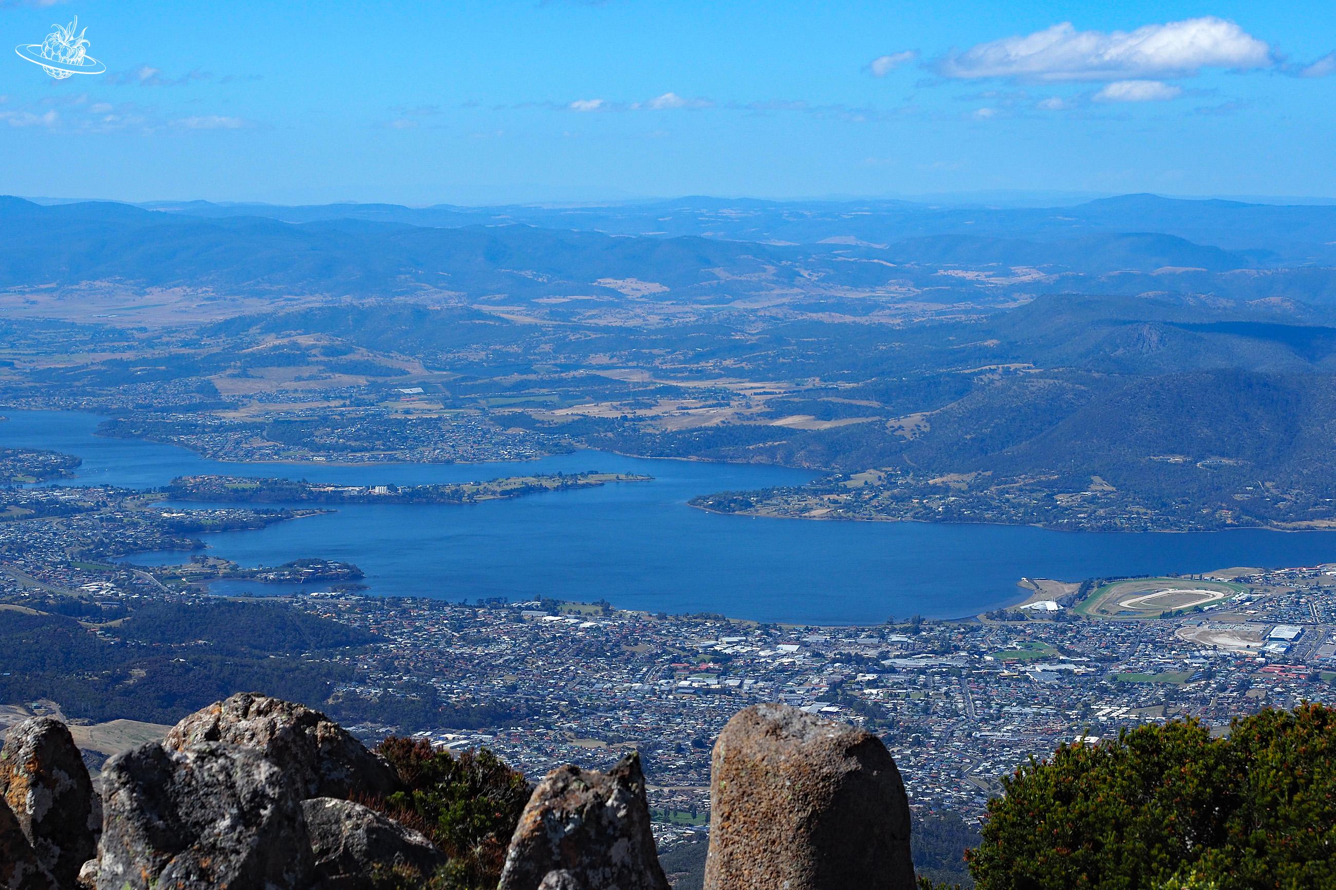 Aussicht vom Hausberg in Hobart: Mount Wellington